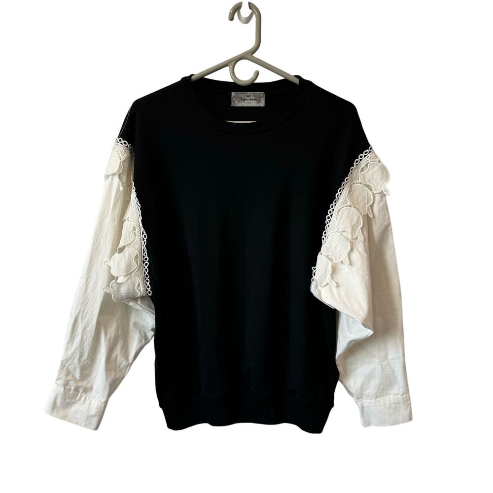 Vintage Avant Garde Puff Sleeve Embroidered Artist Pullover Sweater M